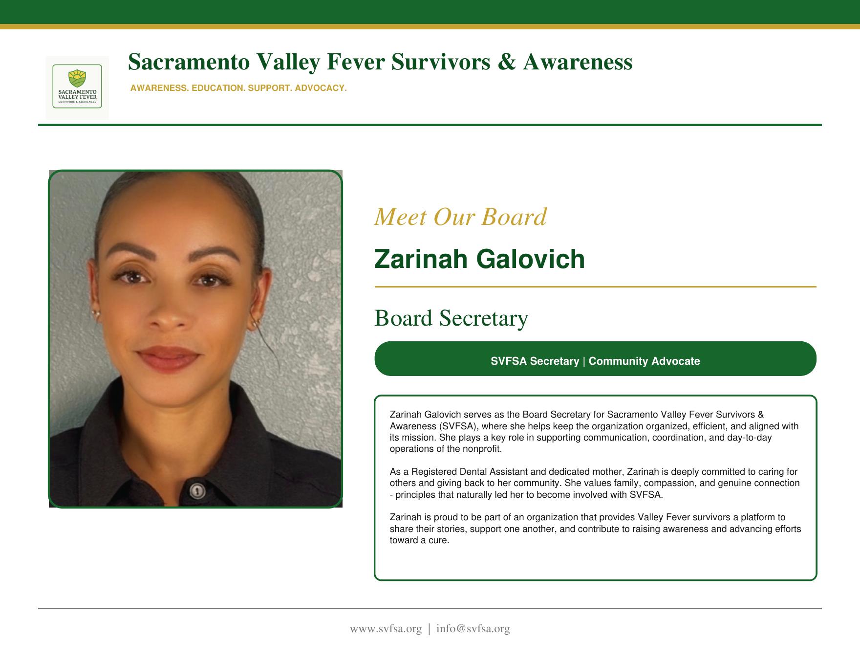 Zarinah Galovich board profile